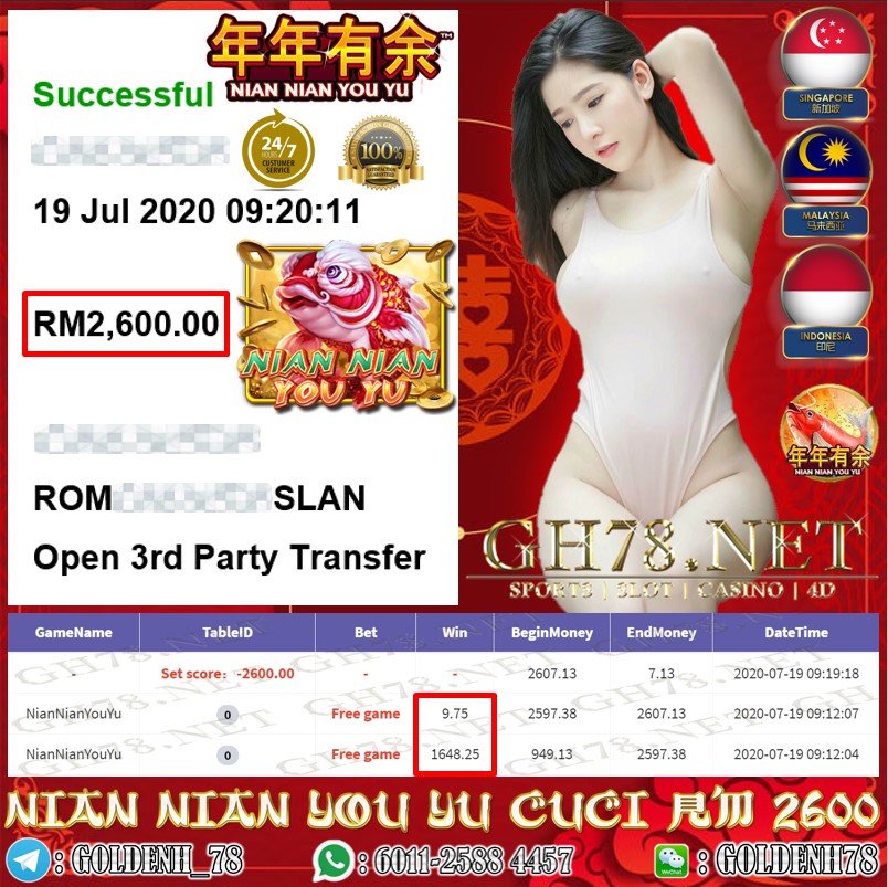 NIAN NIAN YOU YU DAPAT BIG FREE GAME CUCI RM2600