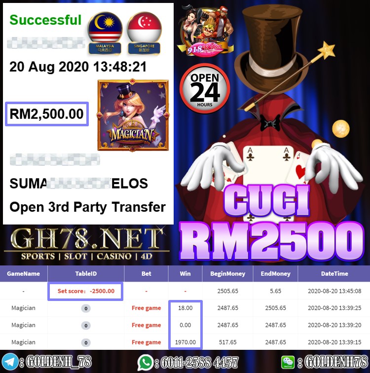 918KISS FT. MAGICIAN KENA FREE GAME CUCI RM2500