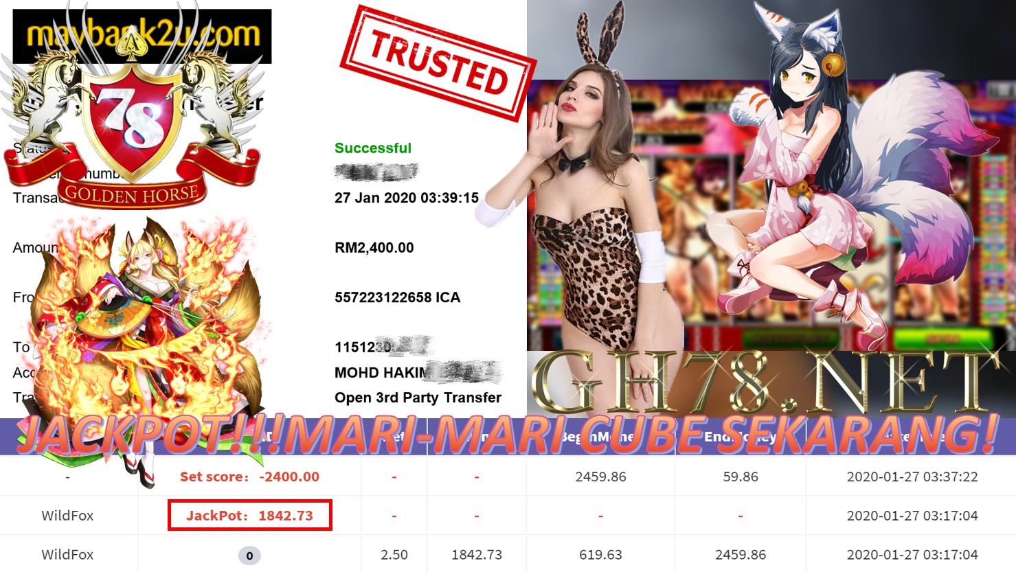 2020 NEW YEAR !!! MEMBER MAIN 918KISS, WILD FOX ,WITHDRAW RM2400 !!!	